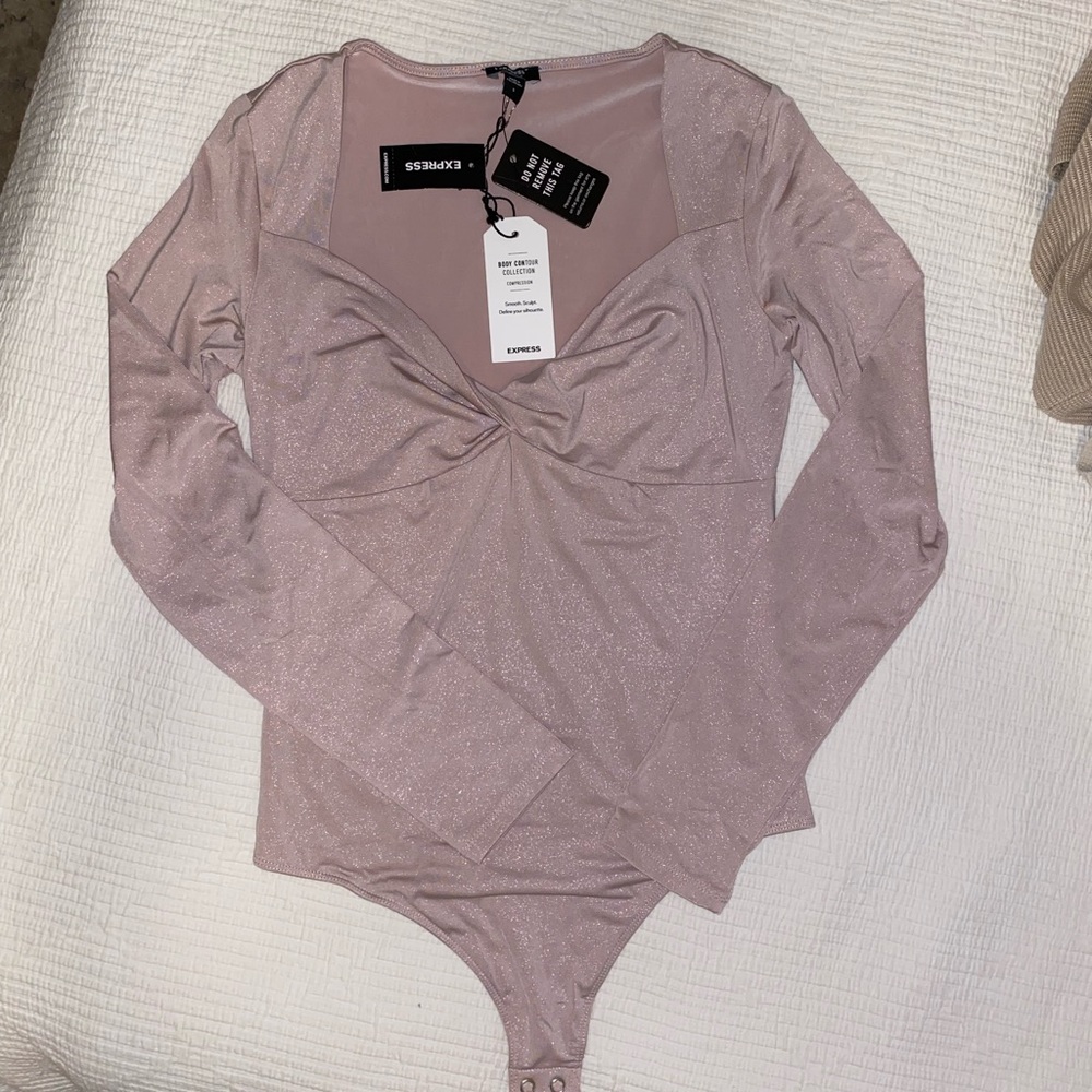 Shimmery long sleeve bodysuit